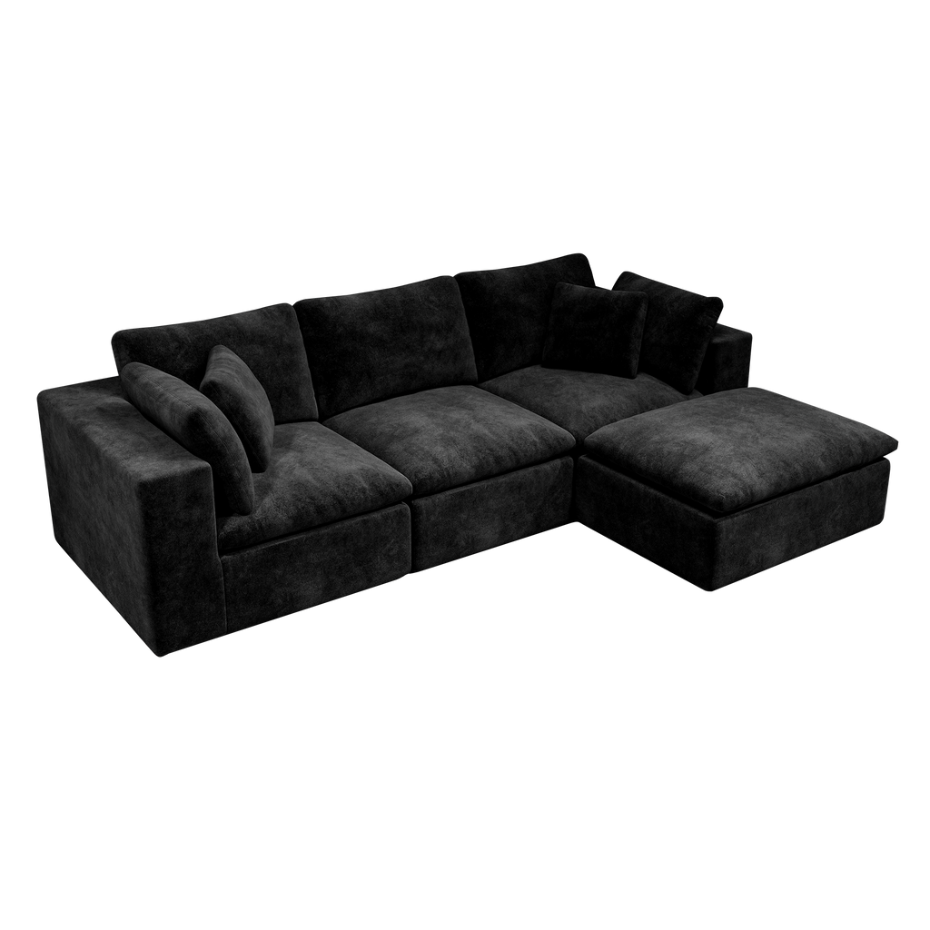 Modular Sectional Sofa Black - No Assembly Required.