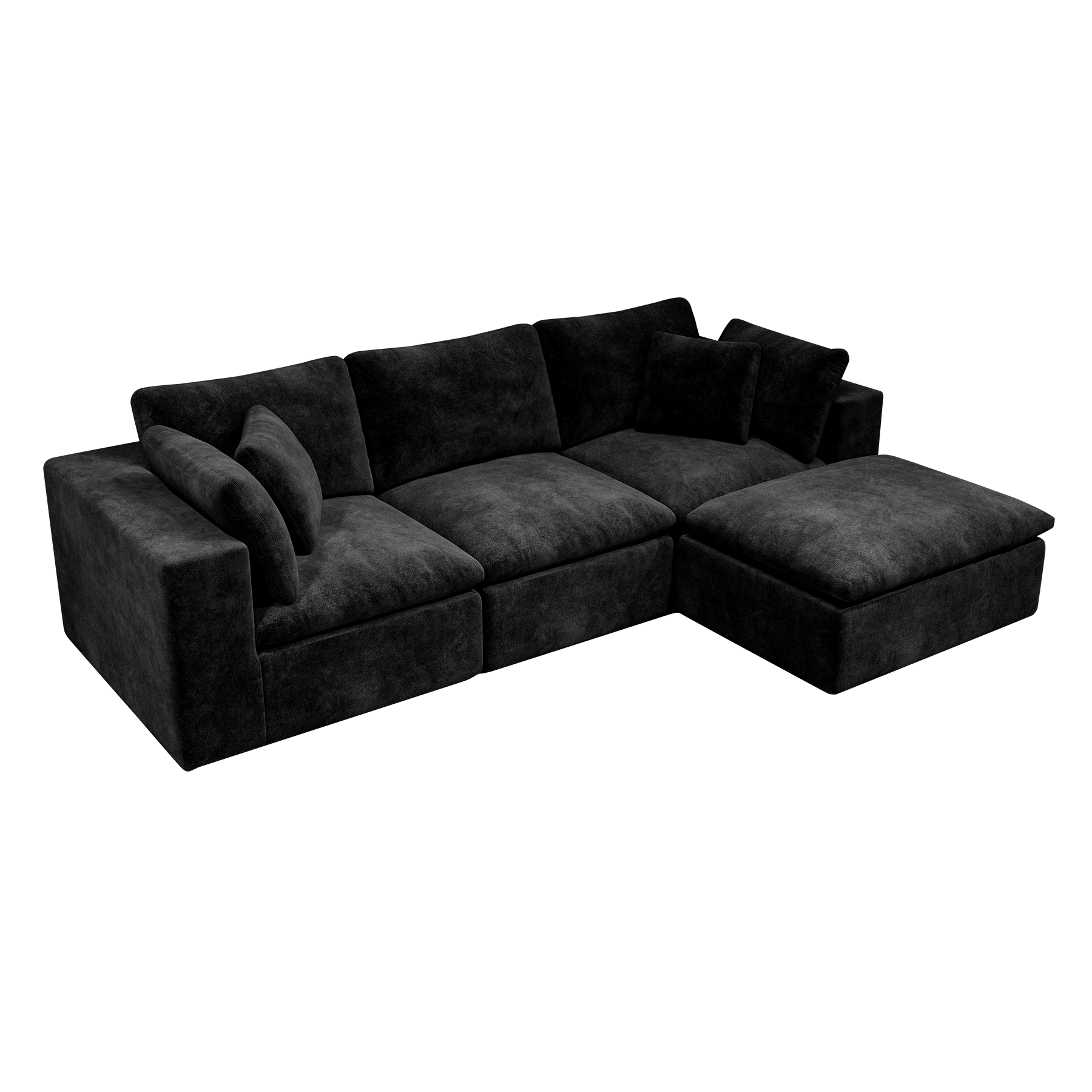 Modular Sectional Sofa Black - No Assembly Required.
