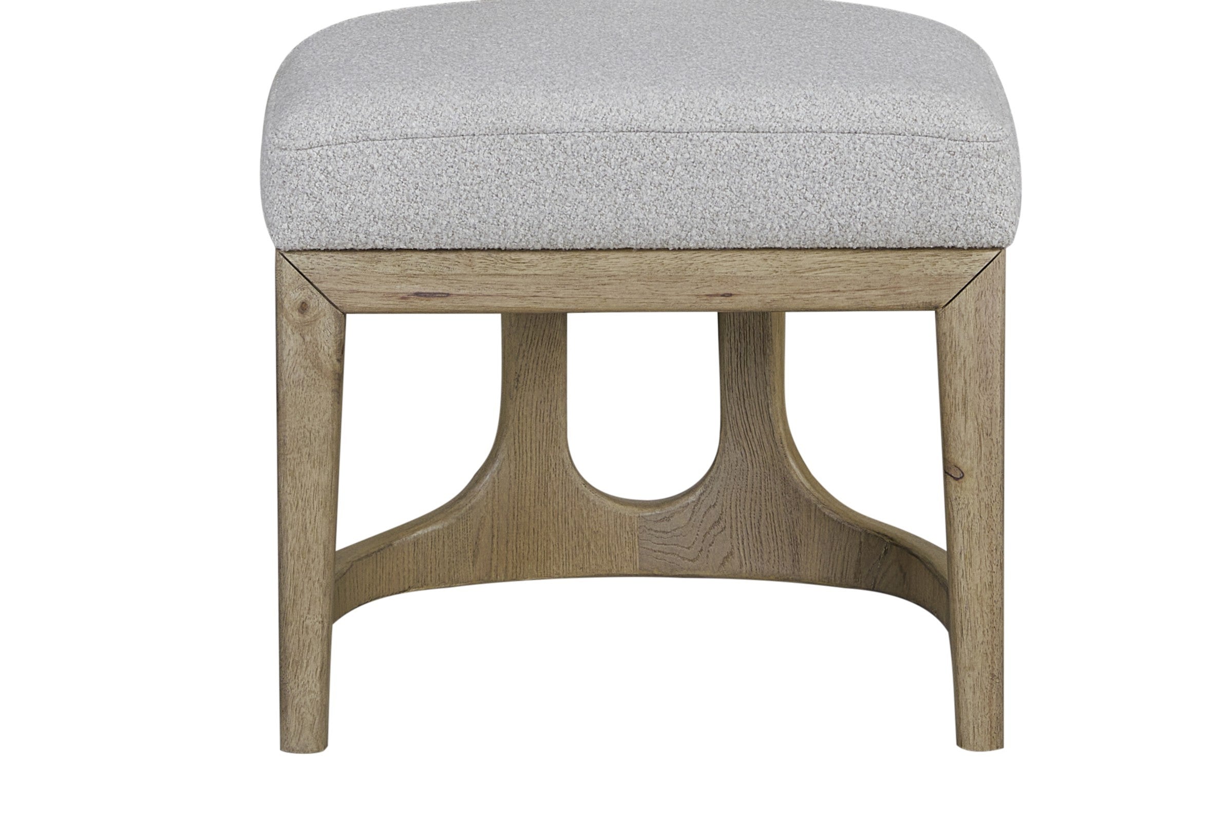 Close-up of English Knotty Oak chair base with wrap design, highlighting the curved woodwork and sturdy construction.