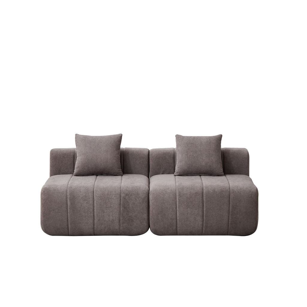 Modular Chenille Sofa Sectional with 2 Pillows.