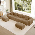 Modular U Shape Sectional Sofa in Velvet with Ottomans.