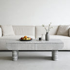 Mid Century Modern Coffee Table with Grey Wood Texture.
