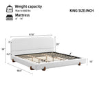 King Size Fabric Upholstered Bed Frame with Rubber Wood Legs.