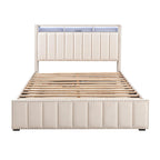 Queen Size Bed Set with Nightstands - Contemporary Beige Furniture.