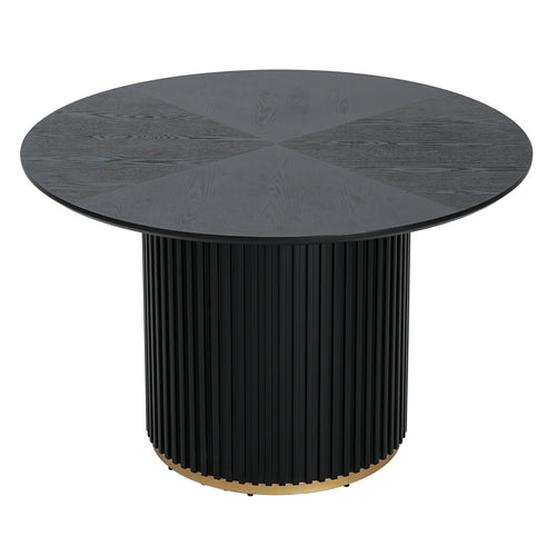 Black Round Pedestal Dining Table.