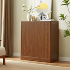 Walnut 31.5-inch Sideboard Cabinet with Curved Design.