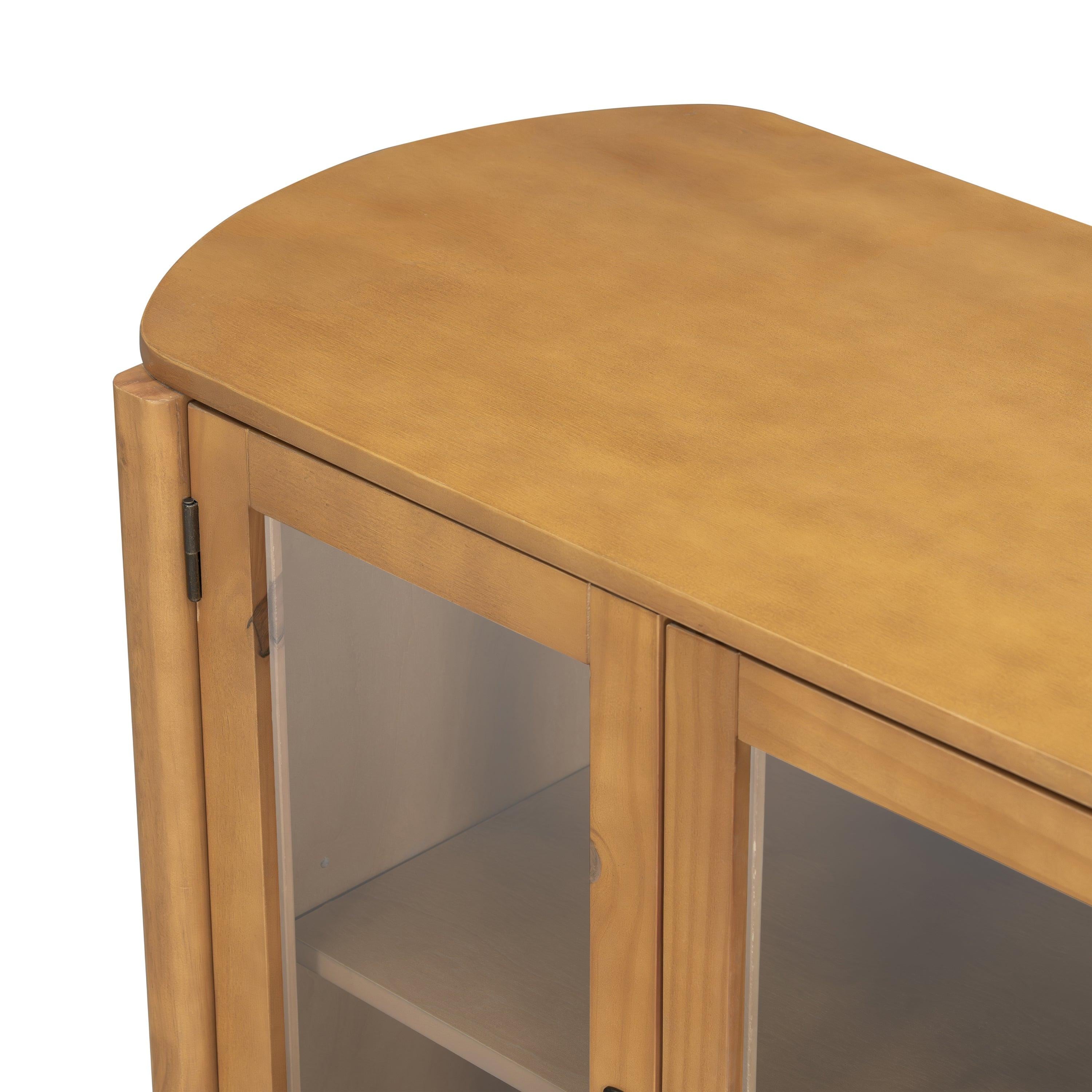 Natural Wood Storage Cabinet for Entryway - 4 Doors.