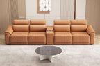 5-Piece Modular Leather Sofa Sectional with Cup Holders.
