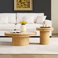 Natural Sintered Stone Round Coffee Table Set - 2-Piece Nesting Design