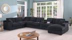 Chiara Dark Gray Sectional Sofa with Charging Ports.