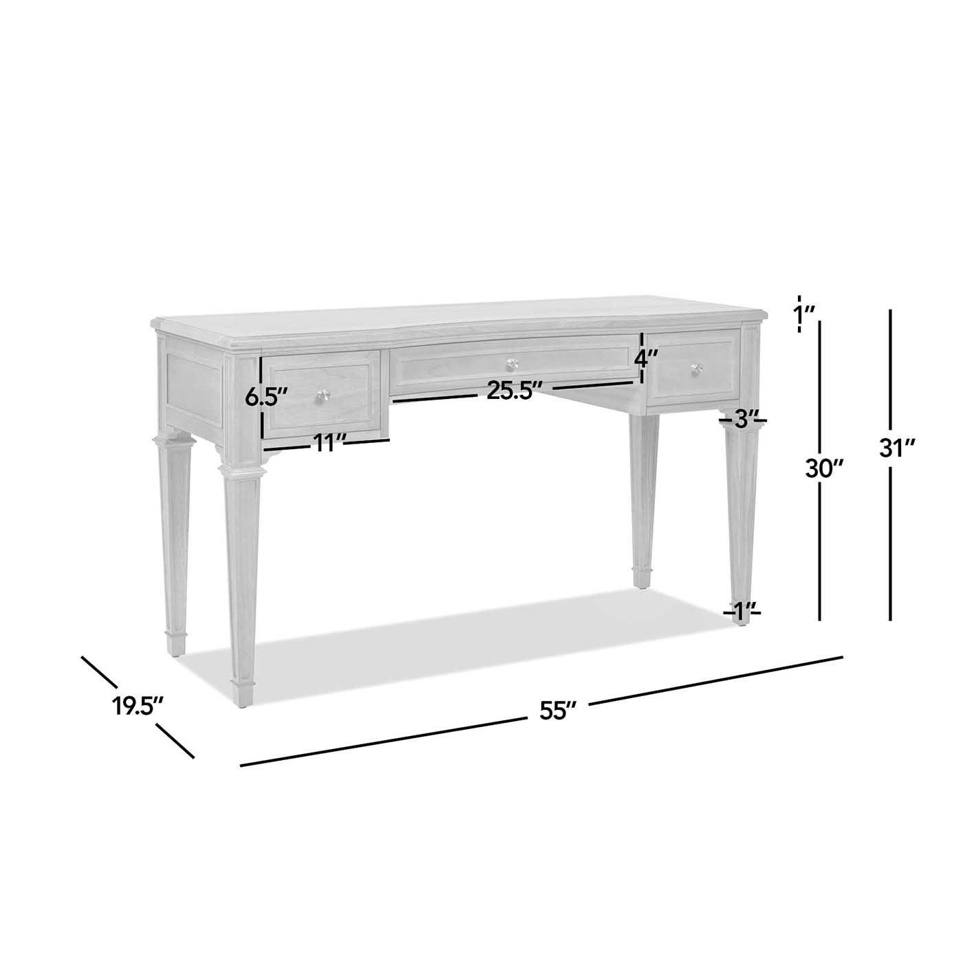 Dauphin 55' Executive Desk Rubber Wood with 3 Drawers.