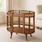 Solid Wood Isla Curved Butler Console with Storage.