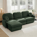 105-Inch Oversize Chenille L-Shaped Sofa with Movable Ottoman, Green