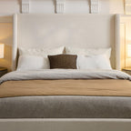 Carmen Upholstered Wingback Bed Frame - Full Size Easy Assembly.