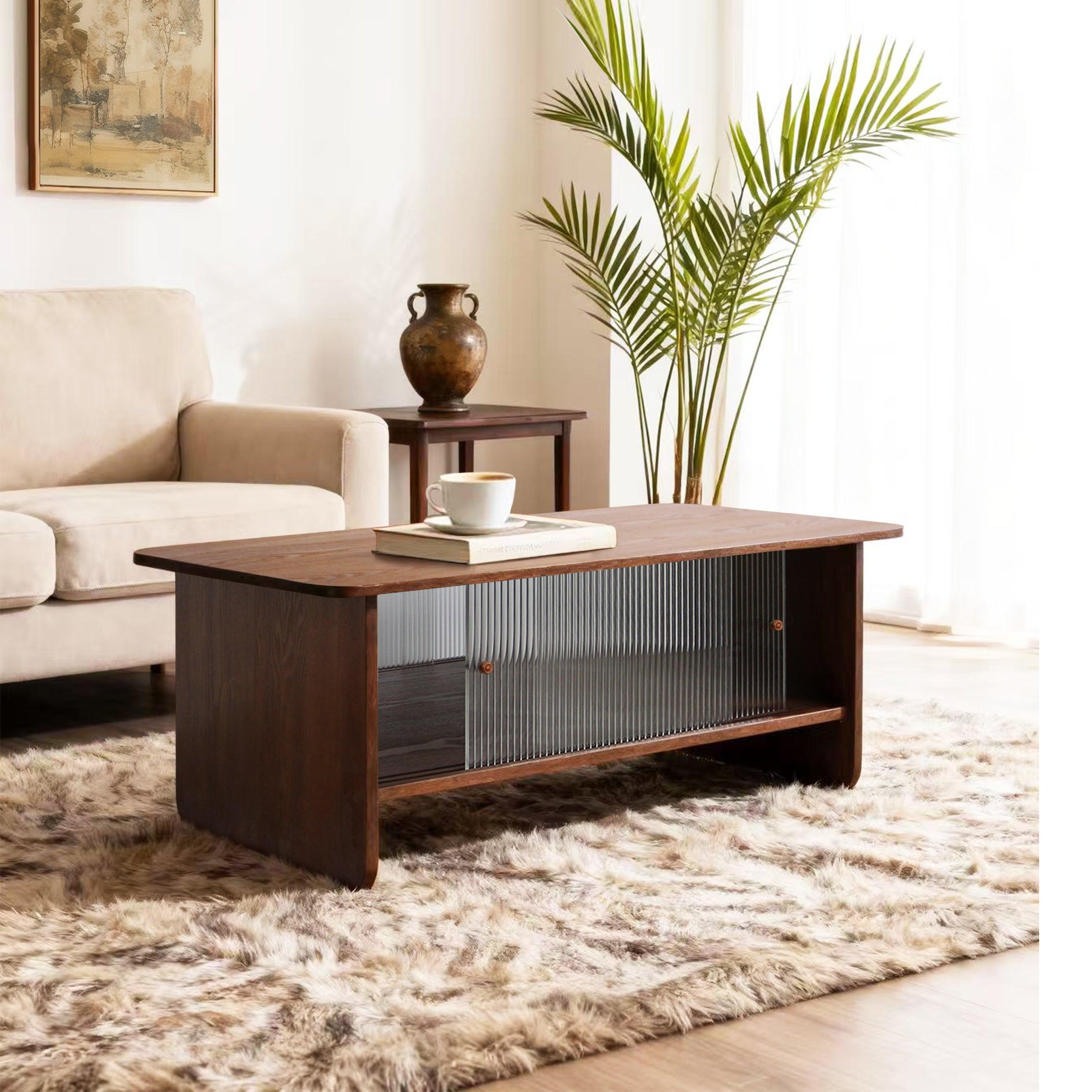 47-inch modern minimalist coffee table with storage.
