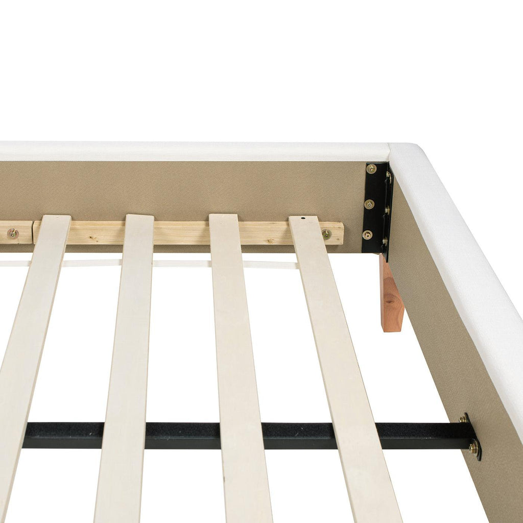 Upholstered Cane Bed Queen - Antique White Platform Bed.