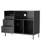 Eco-Friendly Record Player Stand - Black Vinyl Storage Cabinet.