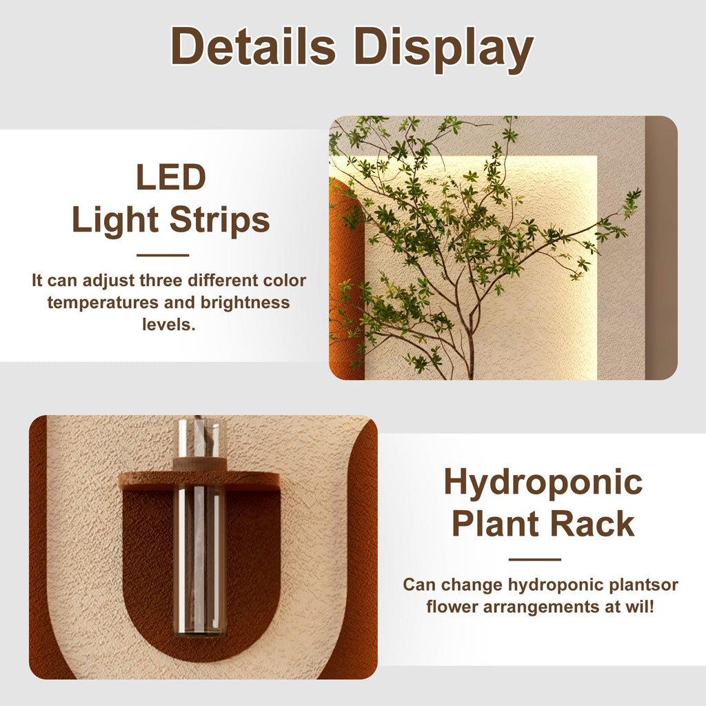 LED Wall Decor with 3-Color LED and Plants.