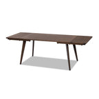 Capri 59-90.5' Solid Oak Wood 6-8 Seat Extendable Leaf Dining Table, Dark Brown Red Oak.