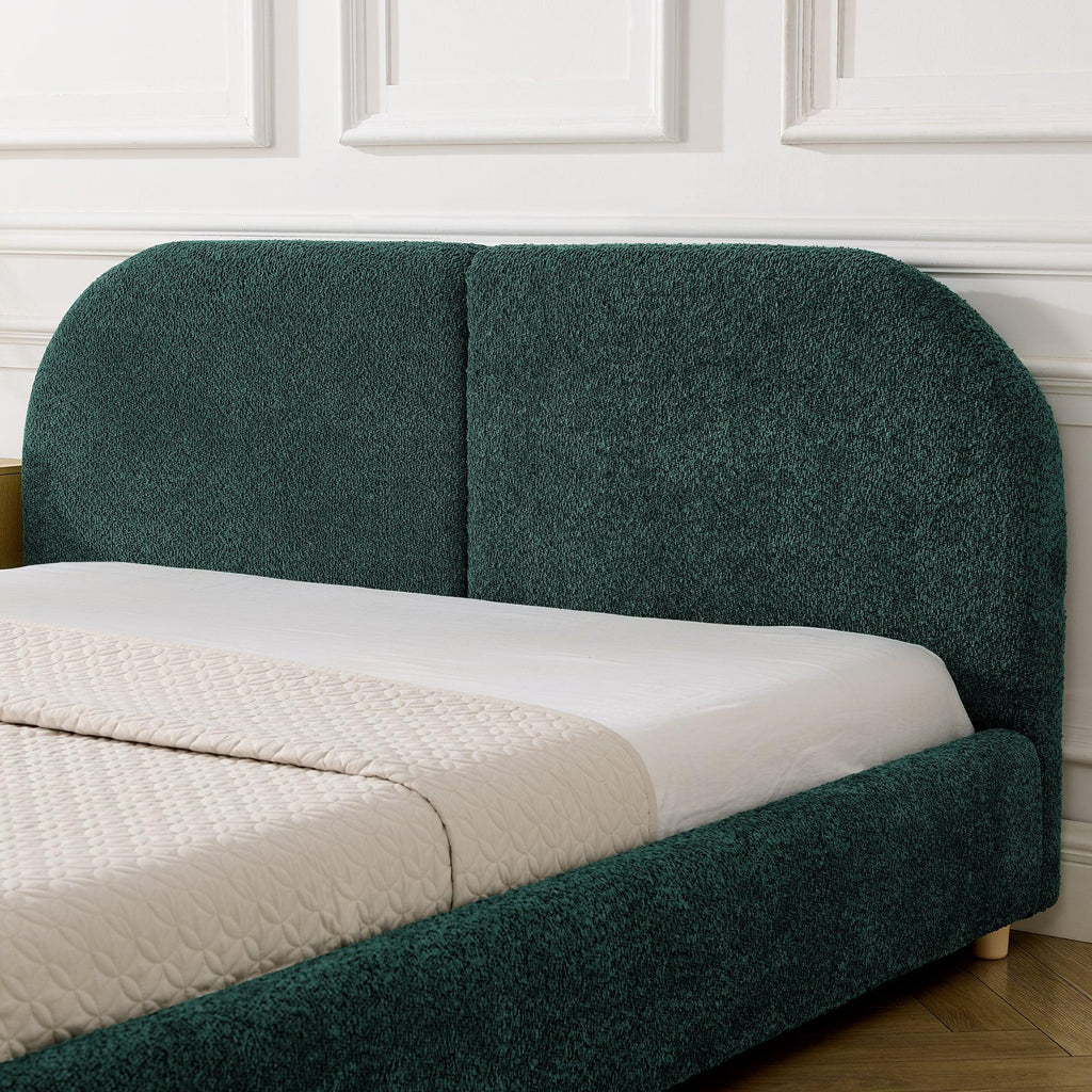 Queen Size Upholstered Bed Frame with Curved Headboard.