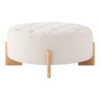 32' Round Tufted Ottoman - Elegant Chenille Coffee Table.