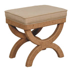 Solid Wood Bench with Rattan Arch Design.