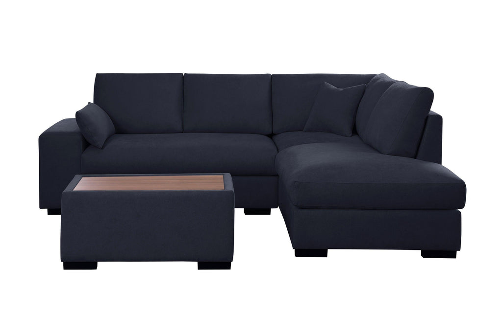 Dark Gray Sectional Sofa with Ottoman.