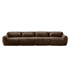 Front view of Modular Chocolate Plush Sofa featuring 4 non-slip seats and soft, high-quality plush fabric for home comfort.