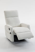 Cream White Short Plush 360-Degree Swivel Manual Button Armchair