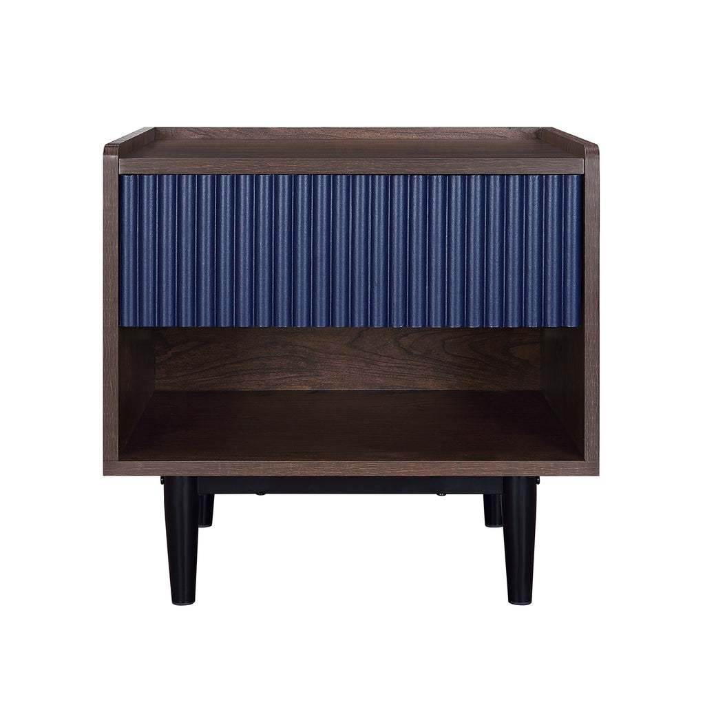 Duane 20' Fluted Nightstand in Navy Blue (1-Drawer)