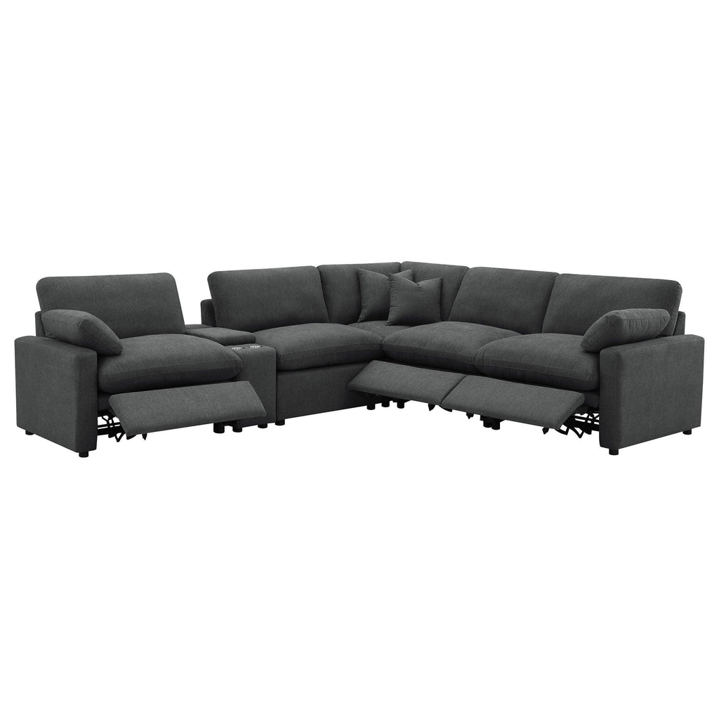 Hollander Dark Grey Modular Power Reclining Sectional Sofa.
