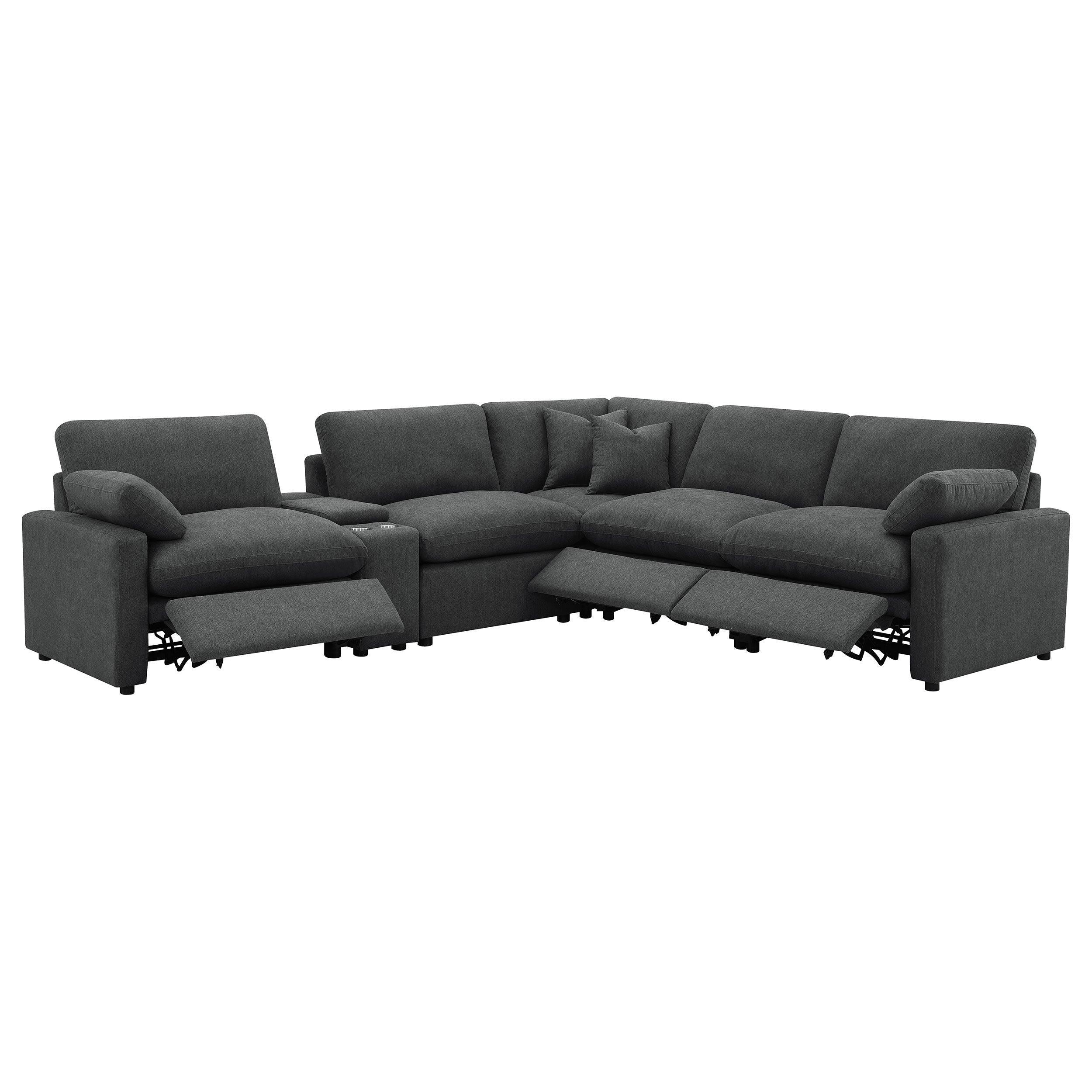 Hollander Dark Grey Modular Power Reclining Sectional Sofa.