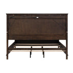 Queen Size Dark Cherry Bed Frame with Gold-Capped Legs.