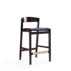 Klismos Wood Upholstered Counter Stool in Black