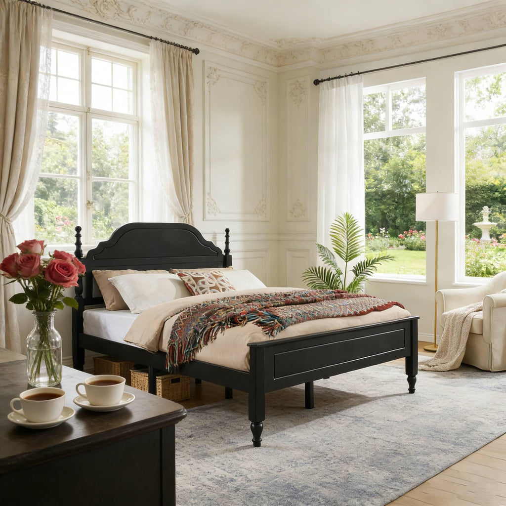 Queen Bed with Padded Headboard for Elegant Bedrooms.