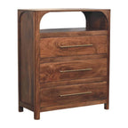 Solid Wood Arc-Line 3 Drawer Chest - Solid Wood 3 Drawer Chest.