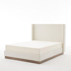 Hosford Upholstered Wingback Bed - Full Size with Wood Base.