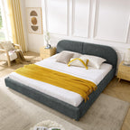 King Size Upholstered Bed Frame with Curved Headboard.