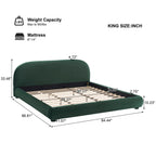 King Size Dark Green Velvet Bed with Curved Headboard.