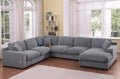 Chiara 128'W Light Gray Chenille Sectional Sofa with Chaise.