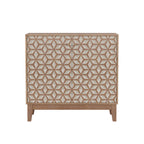 Geometric Sideboard Tangerine Walnut - 31.5" Storage Unit front view with closed doors, showcasing its bold cube pattern and clean lines.