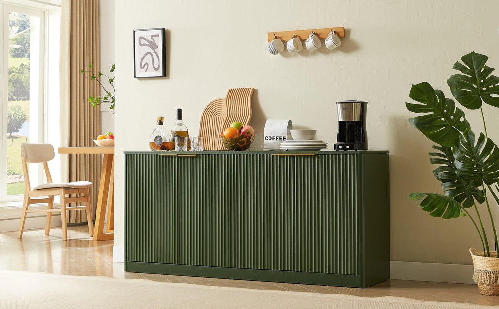 59-Inch Modern Wavy Sideboard - Curved Design Storage Cabinet.