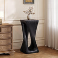 Outdoor Side Table,Twist Shape End Table,Decorative Accent Table,Garden Stool Table for Patio Balcony Beach Pool Side,Lightweight Concrete,Wood Like Texture,Black Color.