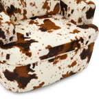Modern 360° Swivel Accent Barrel Chair with Dual-Layer Cushion in Beige & Brown Faux Fur, 36.6' Round Seating for Living Room, Bedroom, Office, or Hotel.