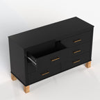 Modern 6-Drawer Dresser with Metal Handles.