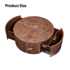 Burl Wood Coffee Table with Drawers - 360° Rotating Top.