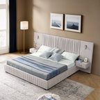 Elegant Queen Upholstered Bed Frame with Headboard.