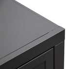 Close-up of Nora Chairside Table - Black Whiskey Finish showing detailed craftsmanship and smooth black surface finish.