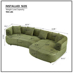 110.63 Inch Curved Modular Sofa in Green.
