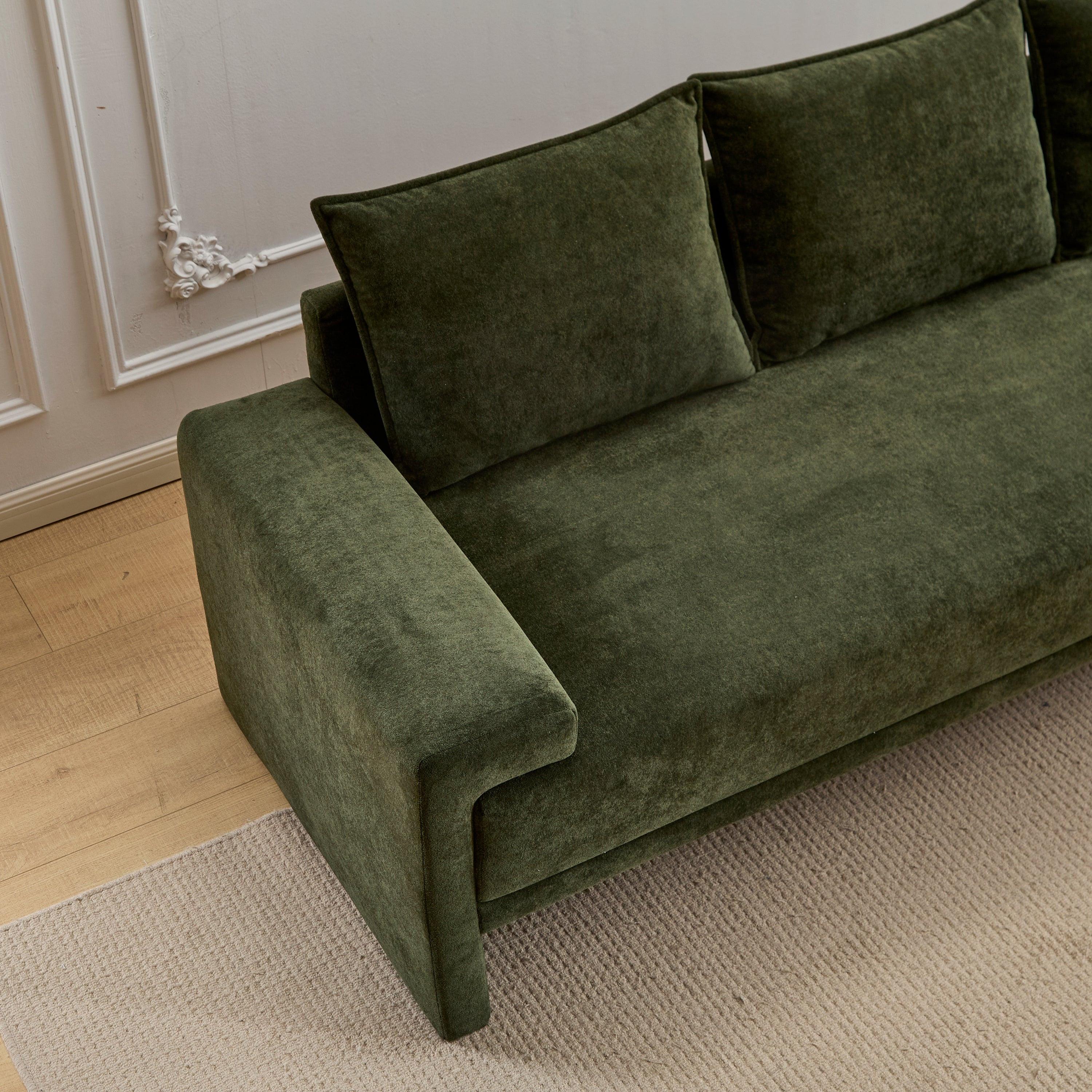 Algora 84.5 in. Modern Velvet Sofa - Moss Green.